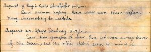 Diary entry for 19th and 20th August 1921