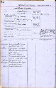Minnie Ferguson's entry in the Balquhidder Register of the Poor
