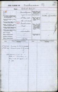 Buchanan Parish register of the poor entry for Robert Blair