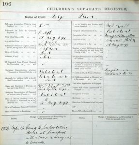 George's entry in the Stirling children's separate register, 1899