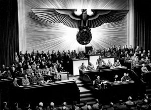 Hitler giving a speech in the Reichstag