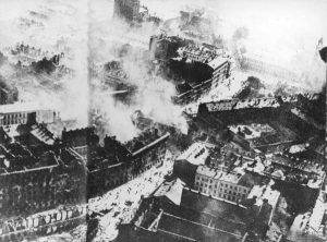 An aerial view of Warsaw after the siege, 1939