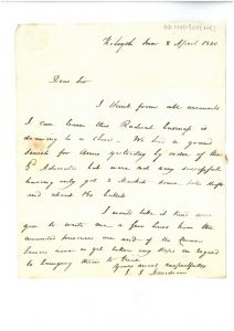 Letter, J. Davidson to Major Murray 8th April 1820