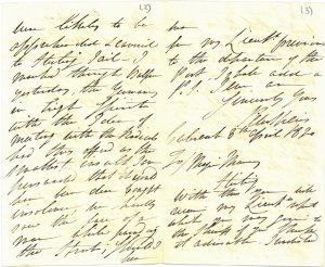 Letter, Captain Peter Speirs to Major Murray 8th & 9th April 1820