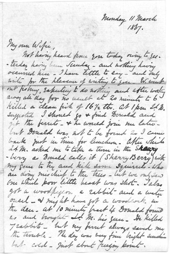 Malcolm to Helen 11 March 1867