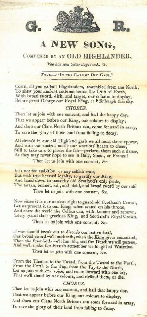Clan MacGregor song to commemorate their part in the royal visit of 1822