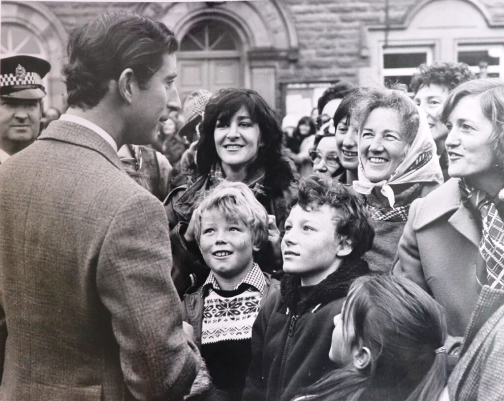 Charles visiting Dunblane in the 1980s.