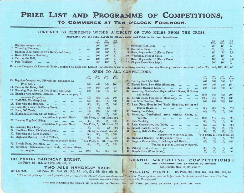 Programme for the Bridge of Allan Games of 1907