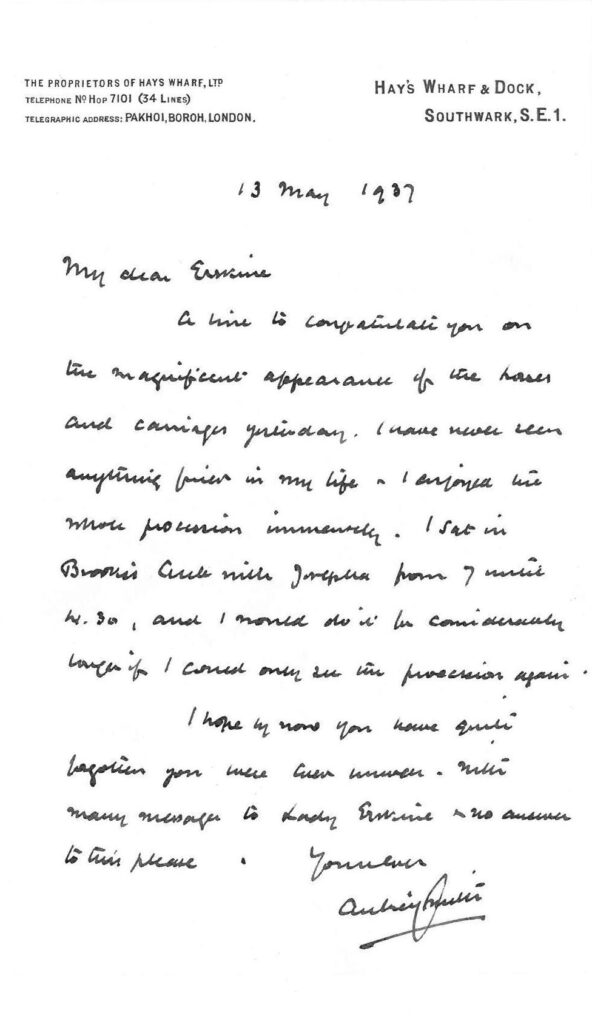 Letters of congratulation 12th - 13th May 1937