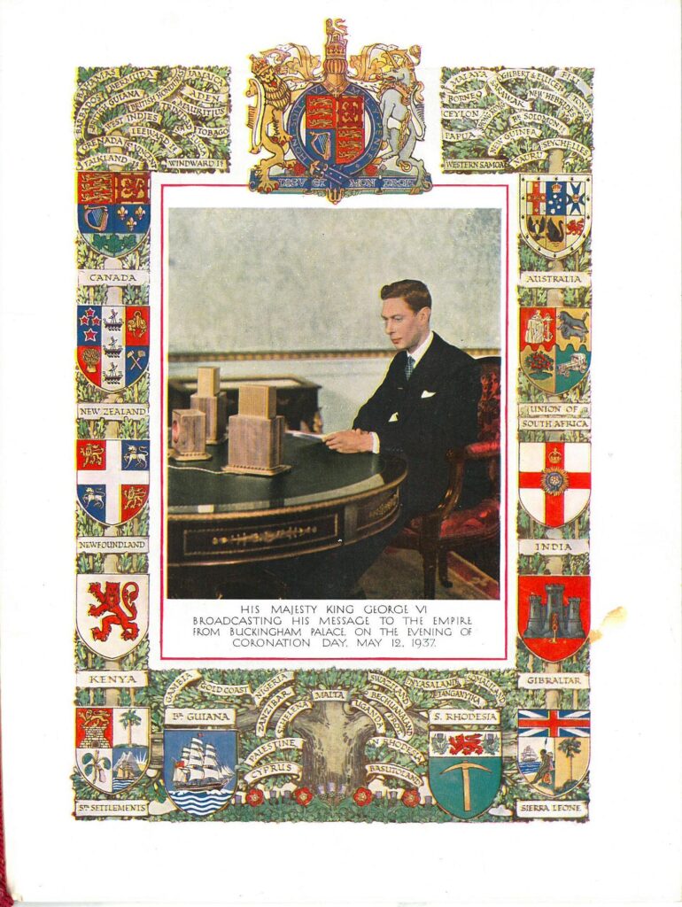 The cover of the King's address on Coronation Day 12th May 1937-
