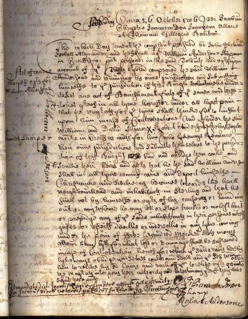 Burgh Court Book 26th October 1706