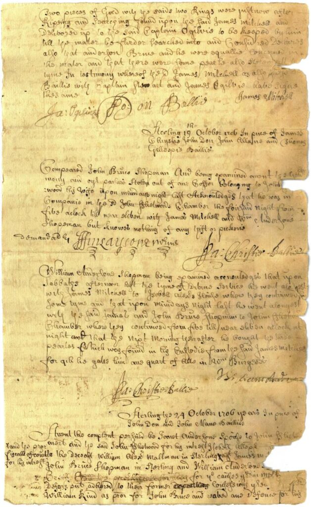 Court proceedings 17th to the 24th October 1706